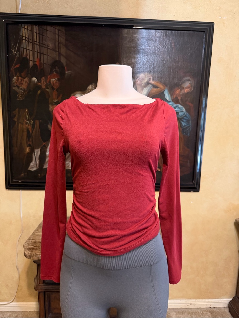 Women’s Boatneck Long-Sleeve Top in Burgundy